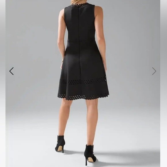White House Black Market Sleeveless Scuba Fit And Flare Cutout Dress Black 10 - Picture 3 of 16